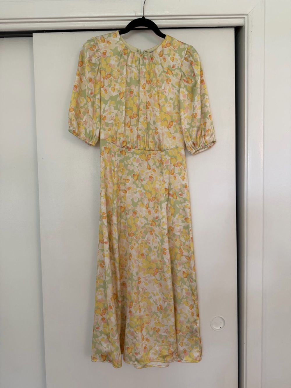 H&M Pastel Yellow Floral Midi Dress